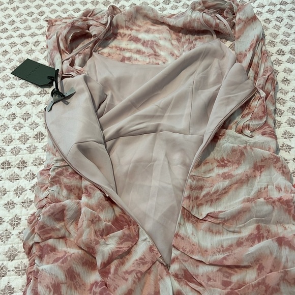 NWT ALLSAINTS Hali Areias Mini Dress Pink Ruffled Ruched UK 10 US 6 - Picture 12 of 16